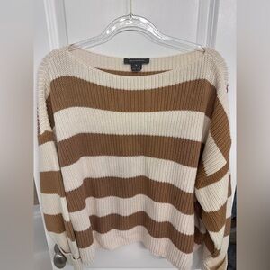 French Connection Small oversized Striped Crewneck Sweater - Brown & Cream